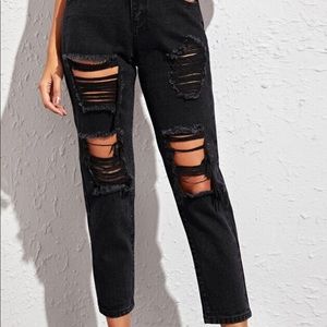 Black distressed jeans